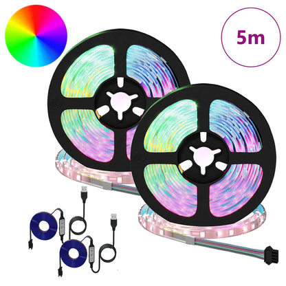 vidaXL LED Strip 2 pcs Black and Transparent 2500 mm