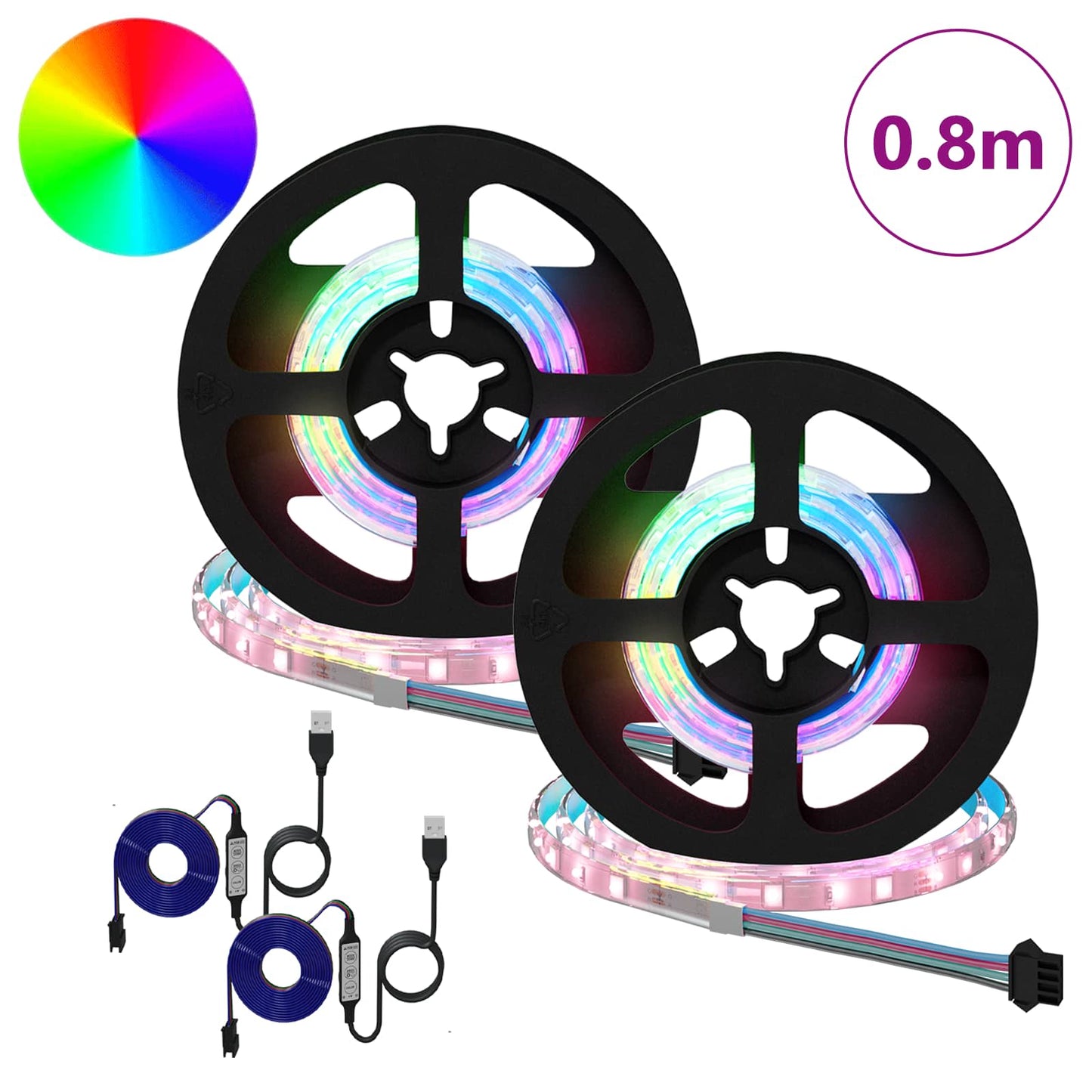 vidaXL LED Strip 2 pcs Black and Transparent 400 mm Copper and Plastic