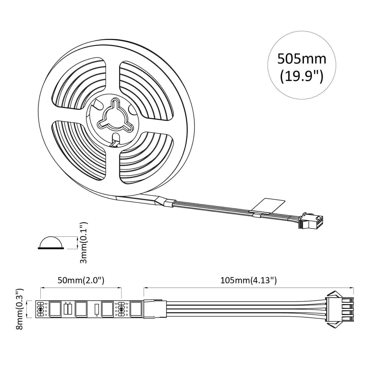 vidaXL LED Strip 12 pcs Black and Transparent 40 x 0.8 x 0.3 cm