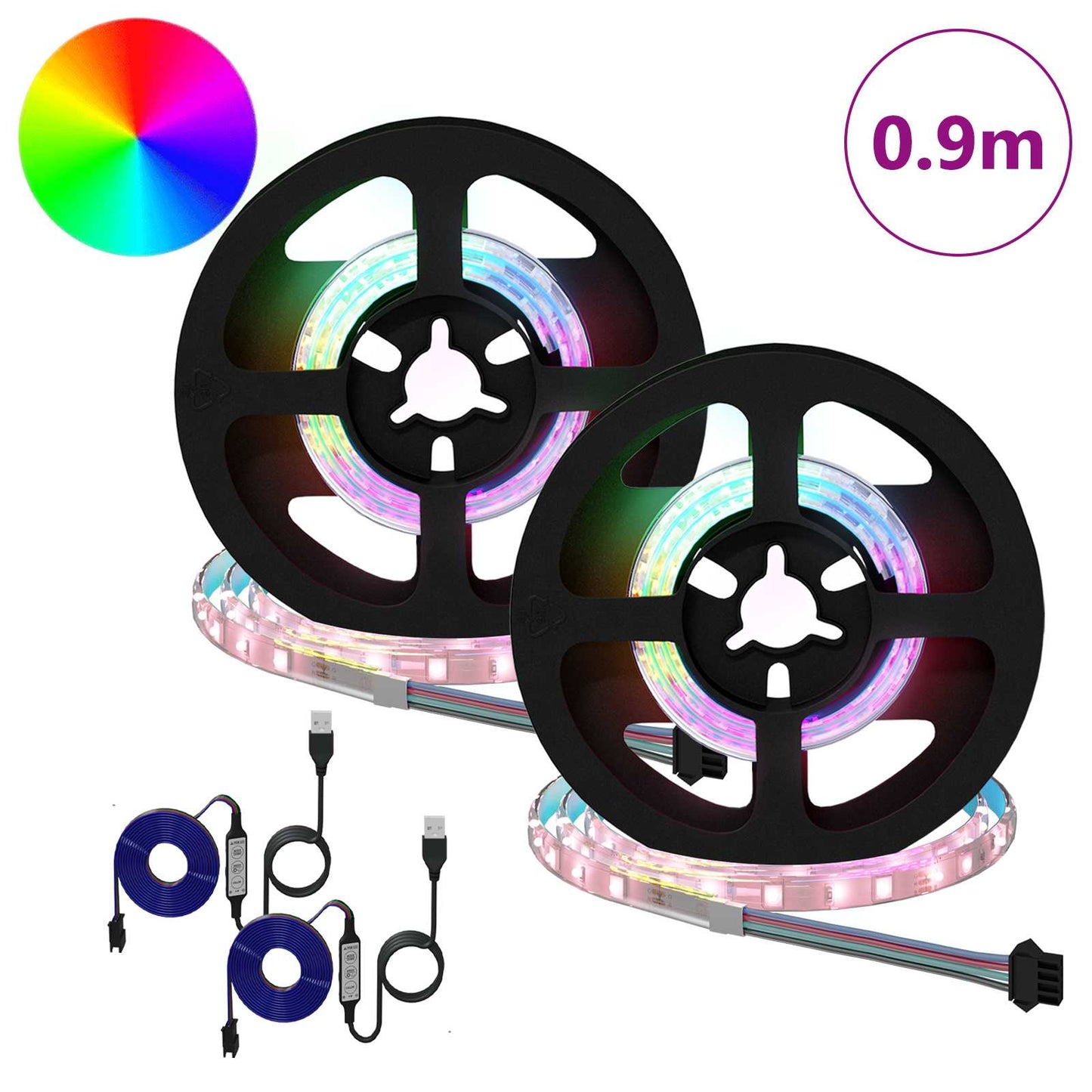 vidaXL LED Strip 2 pcs Black and Transparent 450 mm Copper and Plastic