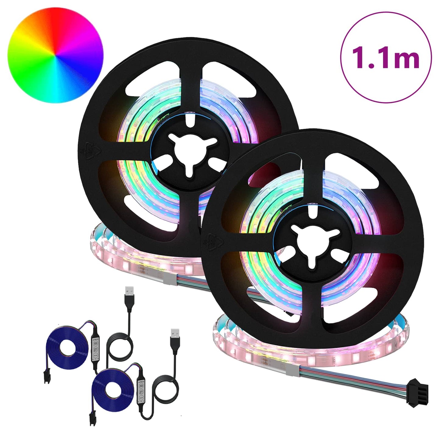 vidaXL LED Strip 2 pcs Black and Transparent 550 mm Copper and Plastic