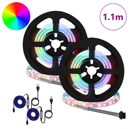 vidaXL LED Strip 2 pcs Black and Transparent 550 mm Copper and Plastic