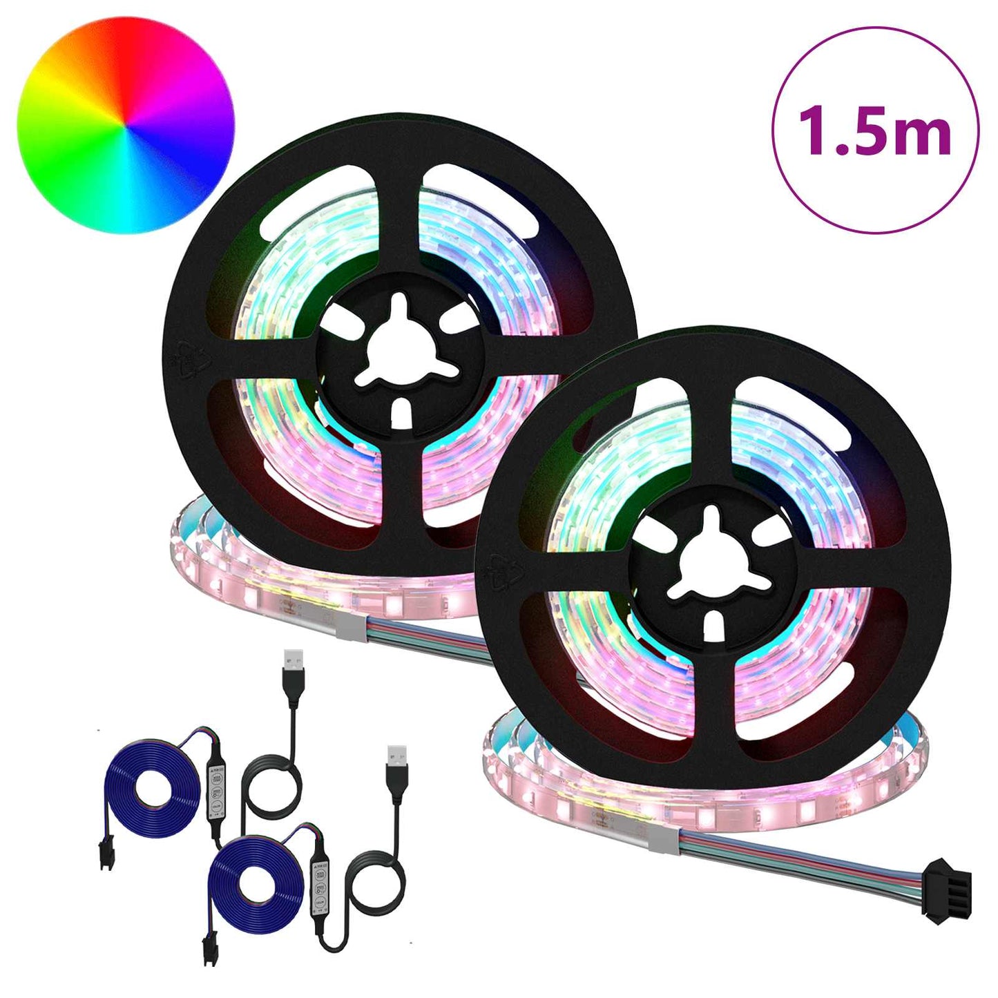 vidaXL LED Strip 2 pcs Black and Transparent 750 mm Copper and Plastic