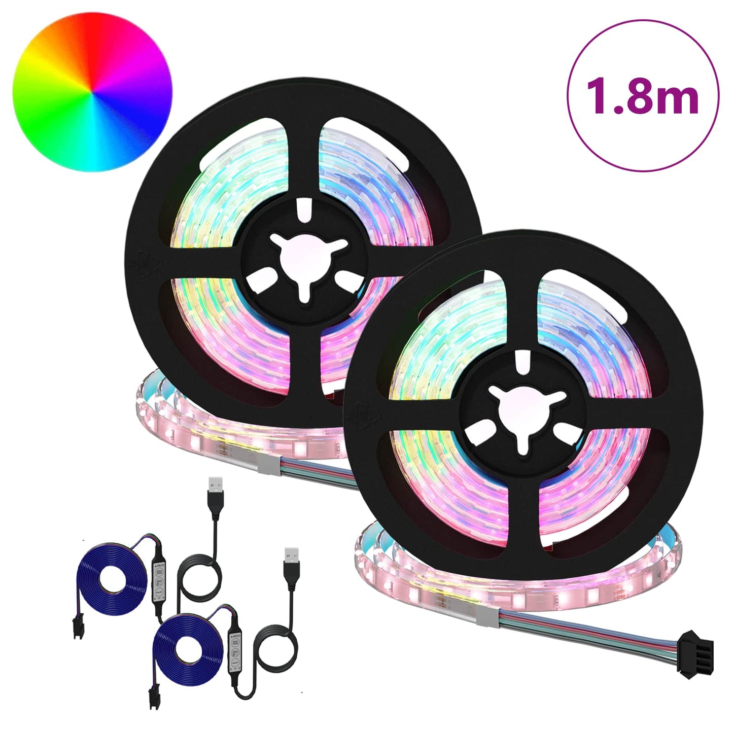 vidaXL LED Strip 2 pcs Black and Transparent 900 mm Copper and Plastic