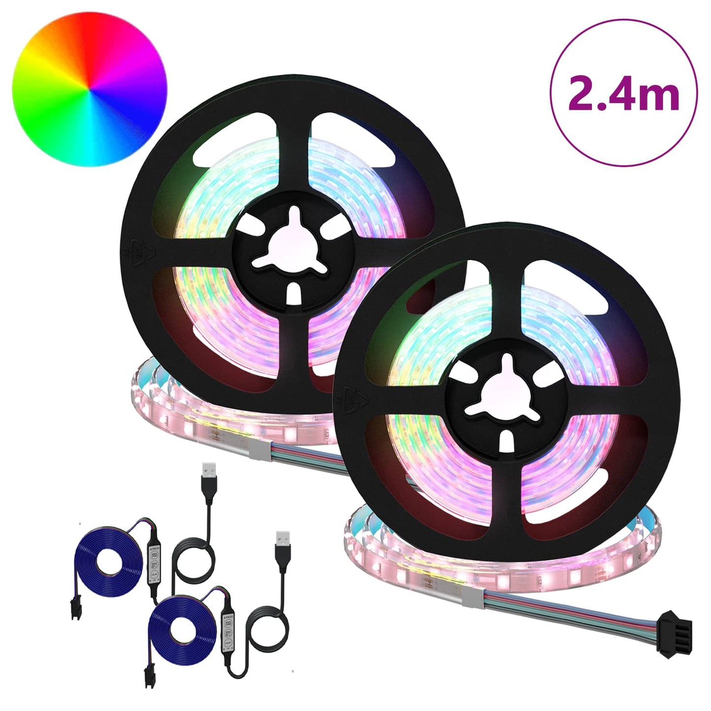 vidaXL LED Strip 2 pcs Black and Transparent 1200 mm