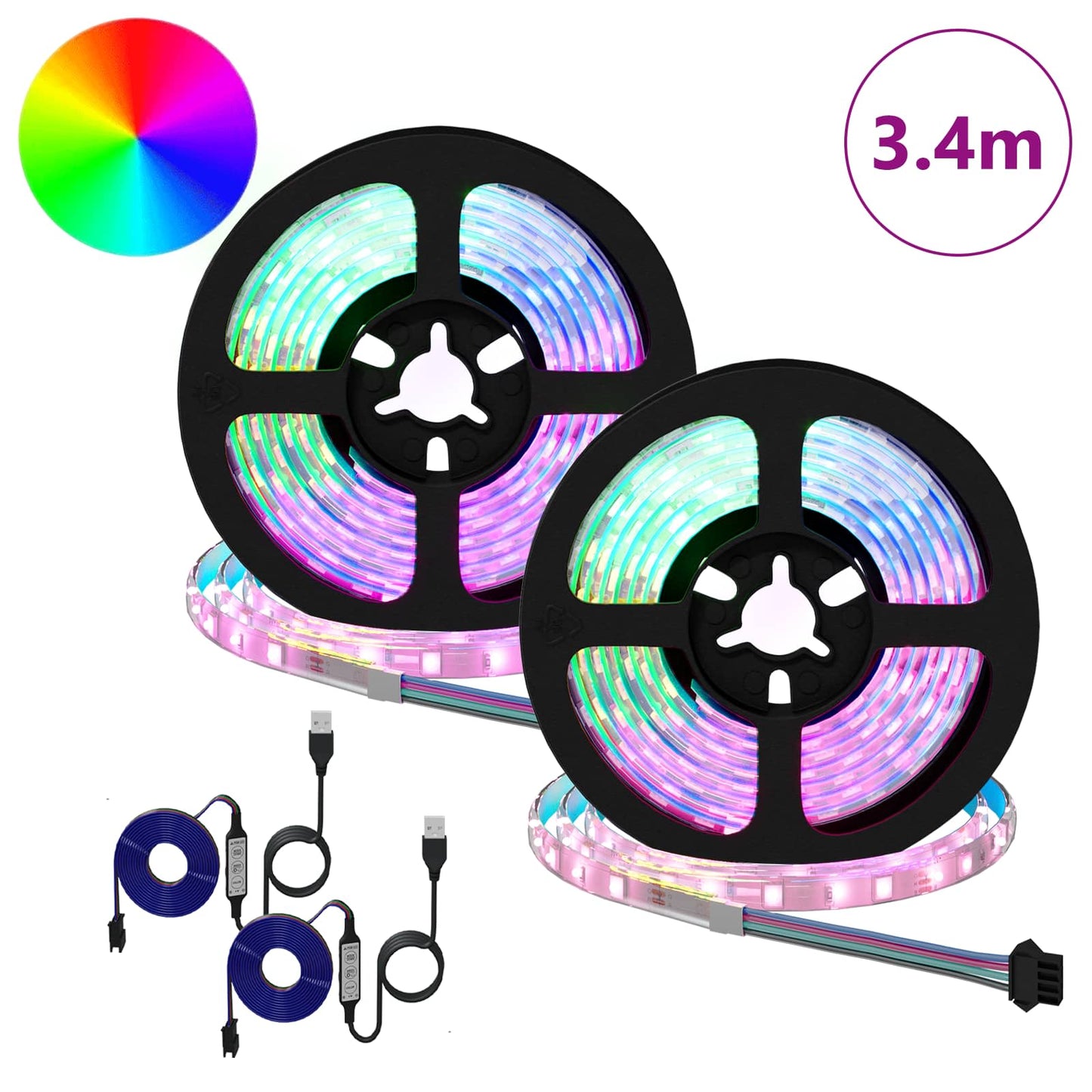 vidaXL LED Strip 2 pcs Black and Transparent 1700 mm