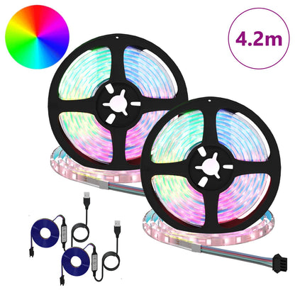 vidaXL LED Strip 2 pcs Black and Transparent 210 x 0.8 x 0.3 cm