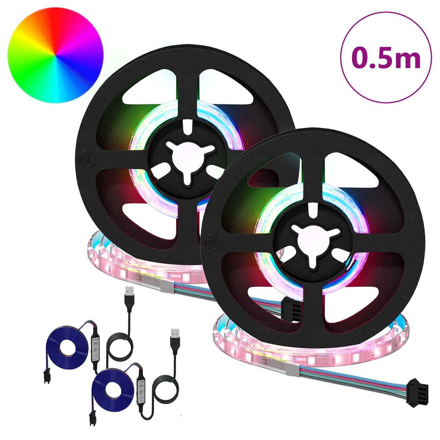 vidaXL LED Strip 2 pcs Black and Transparent 250 mm Copper and Plastic