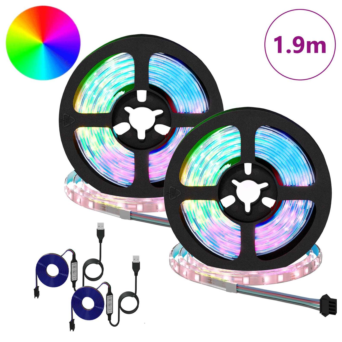 vidaXL LED Strip 2 pcs Black and Transparent 950 mm Copper and Plastic