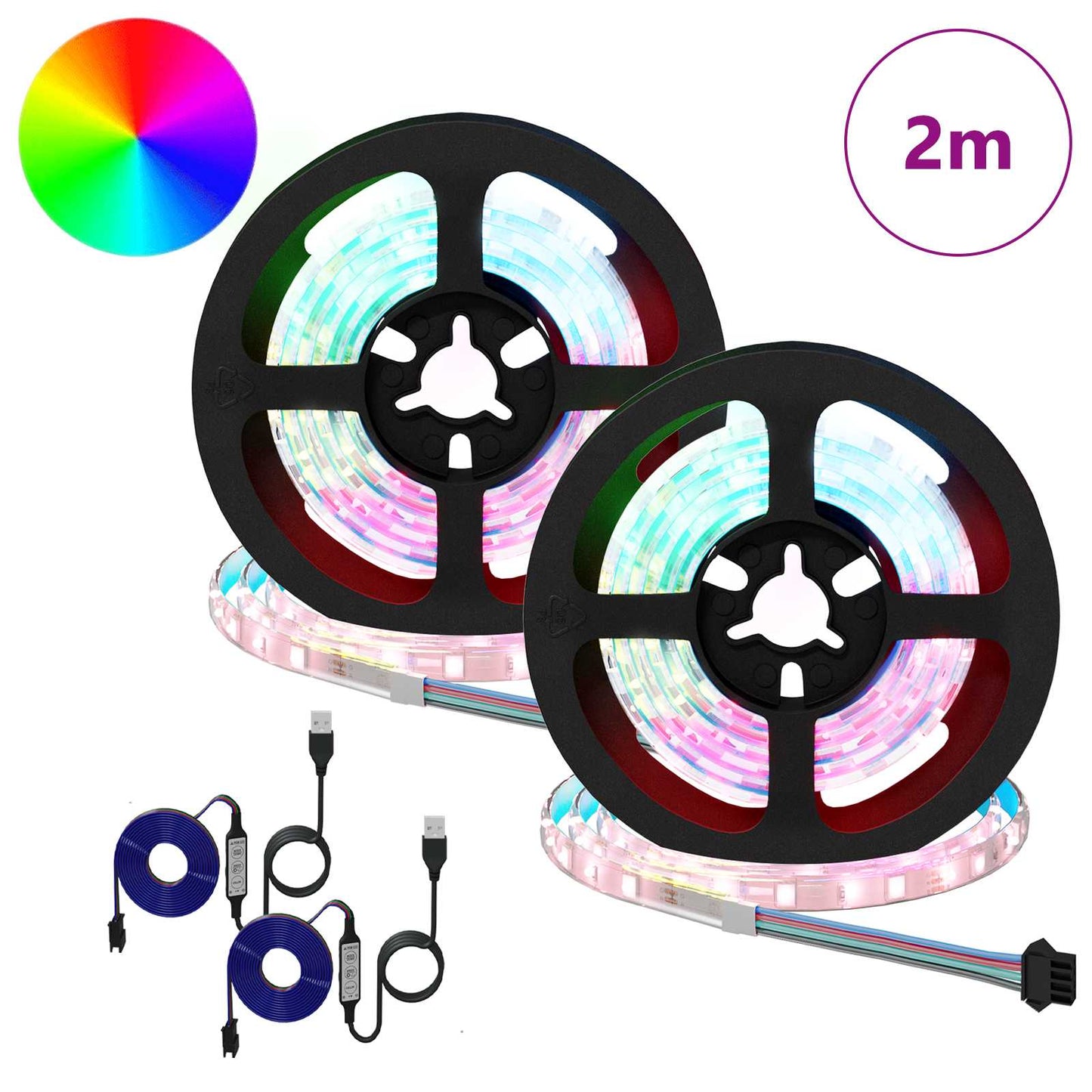 vidaXL LED Strip 2 pcs Black and Transparent 1000 mm