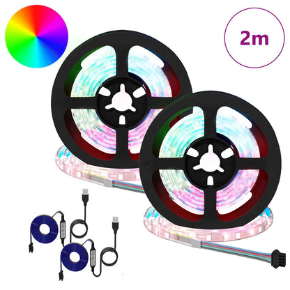 vidaXL LED Strip 2 pcs Black and Transparent 1000 mm