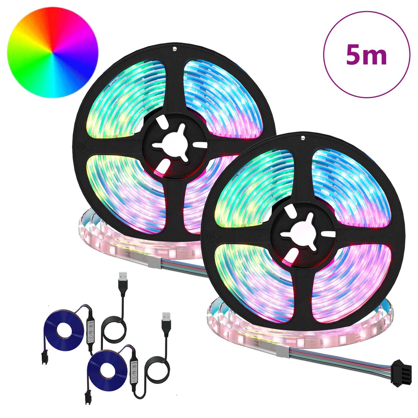 vidaXL LED Strip 2 pcs Black and Transparent 2500 mm