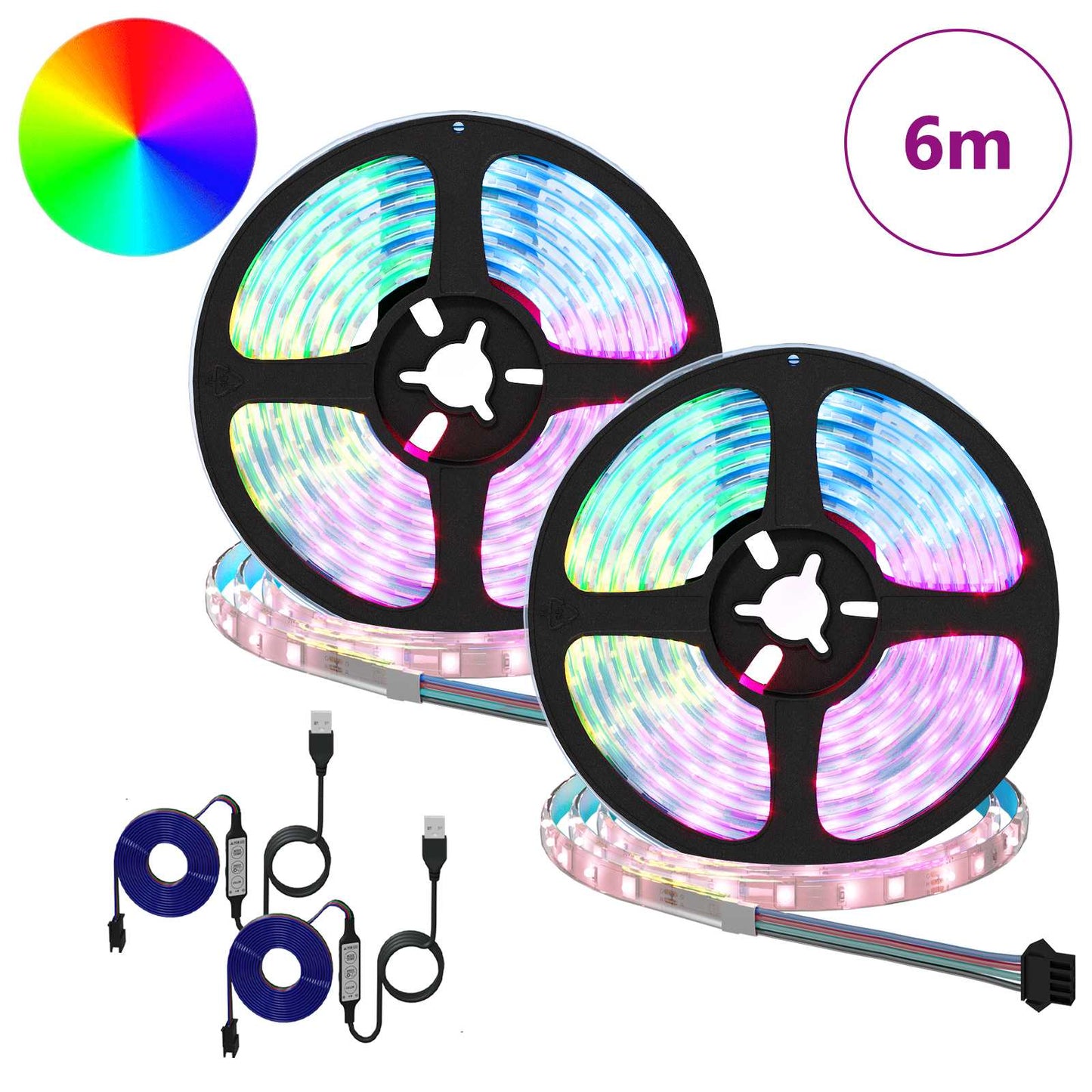 vidaXL LED Strip 2 pcs Black and Transparent 3000 mm