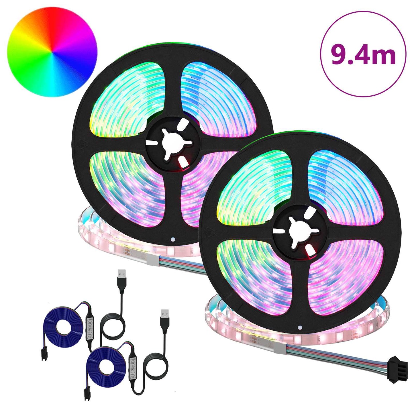 vidaXL LED Strip 2 pcs Black and Transparent 4700 mm