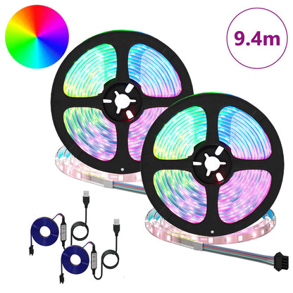 vidaXL LED Strip 2 pcs Black and Transparent 4700 mm