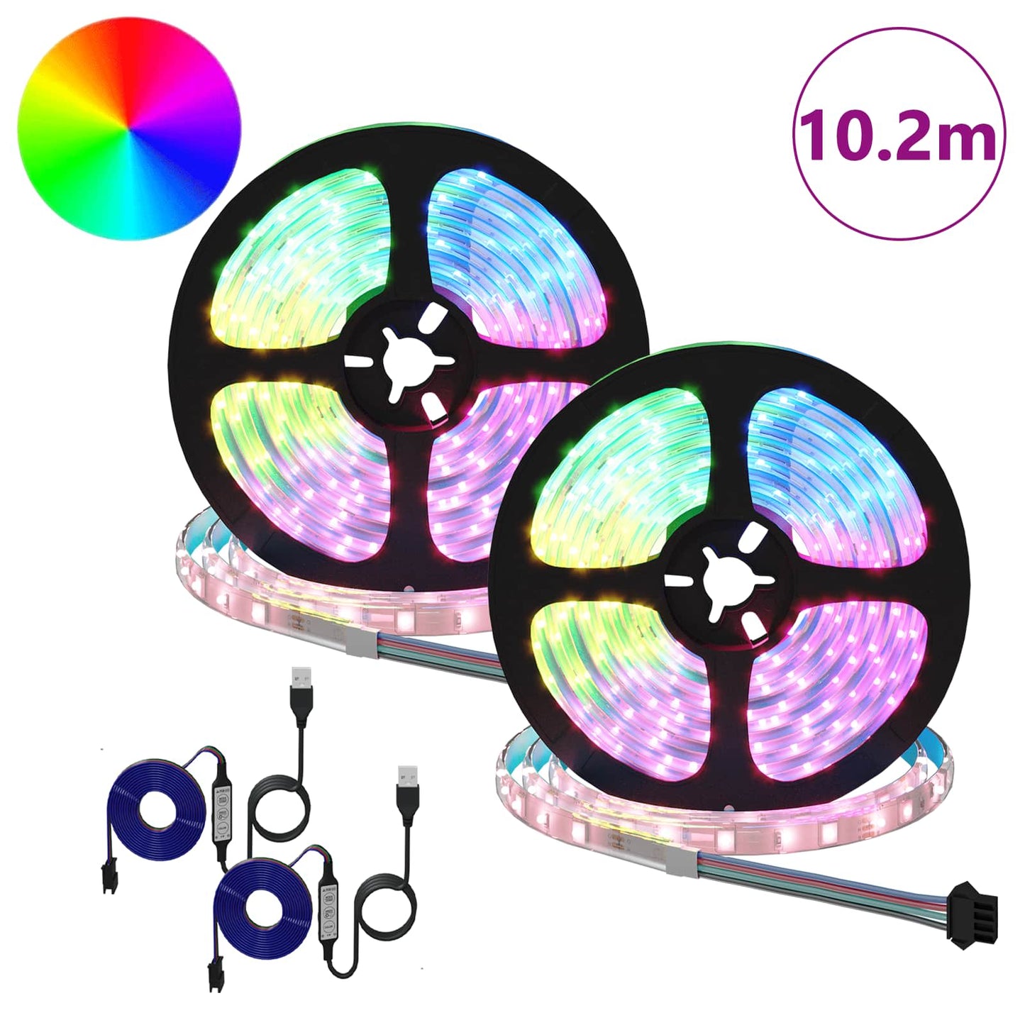 vidaXL LED Strip 2 pcs Black and Transparent 5100 mm