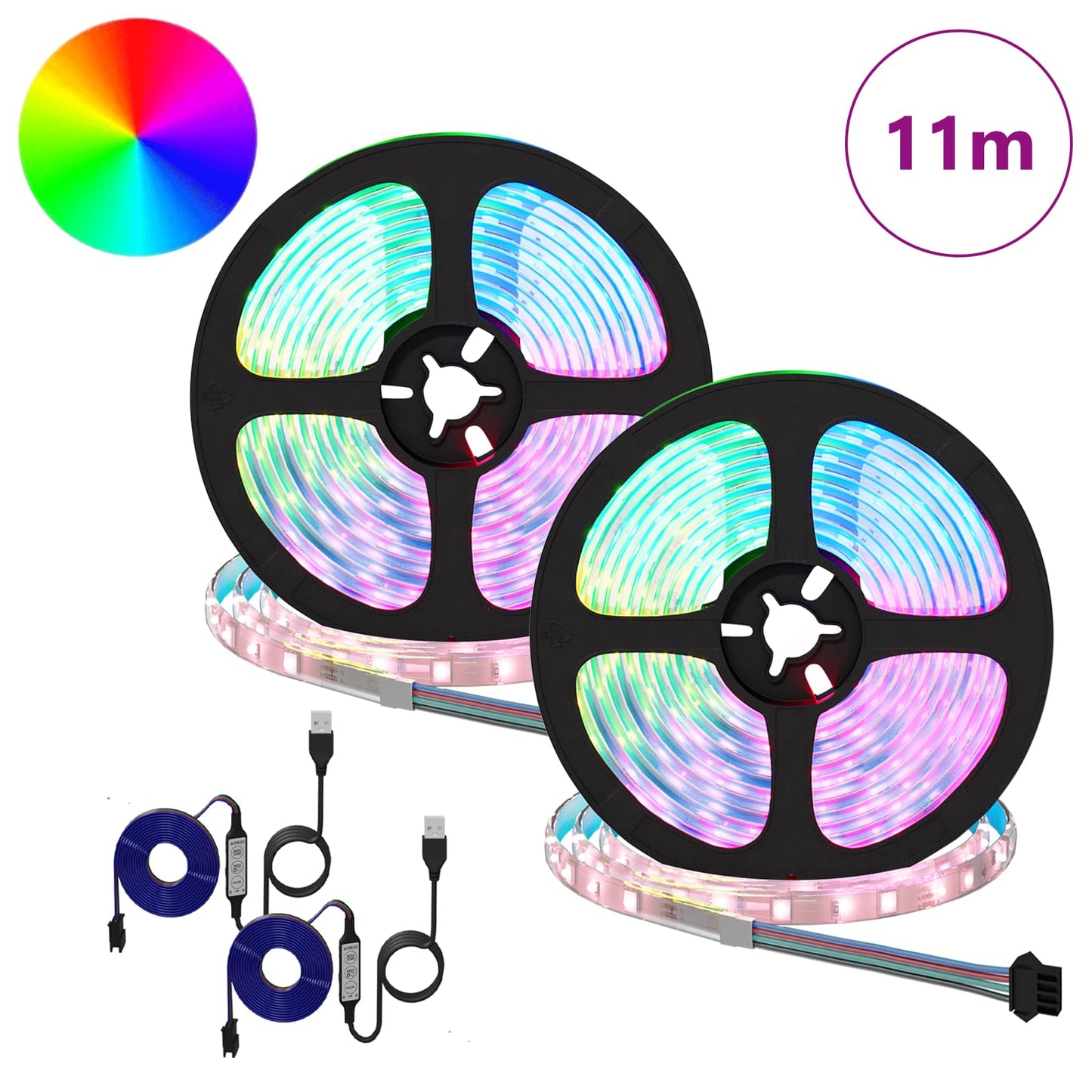 vidaXL LED Strip 2 pcs Black and Transparent 5500 mm