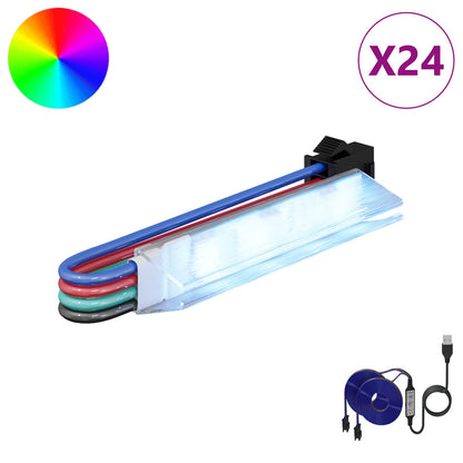 vidaXL LED Strip 12 pcs Black and Multicolour 1745 mm