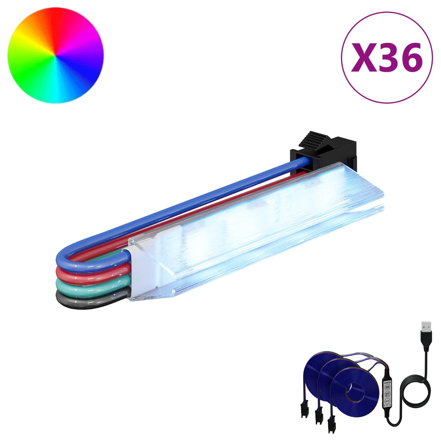 vidaXL LED Strip 12 pcs Black and Multicolour 1745 mm