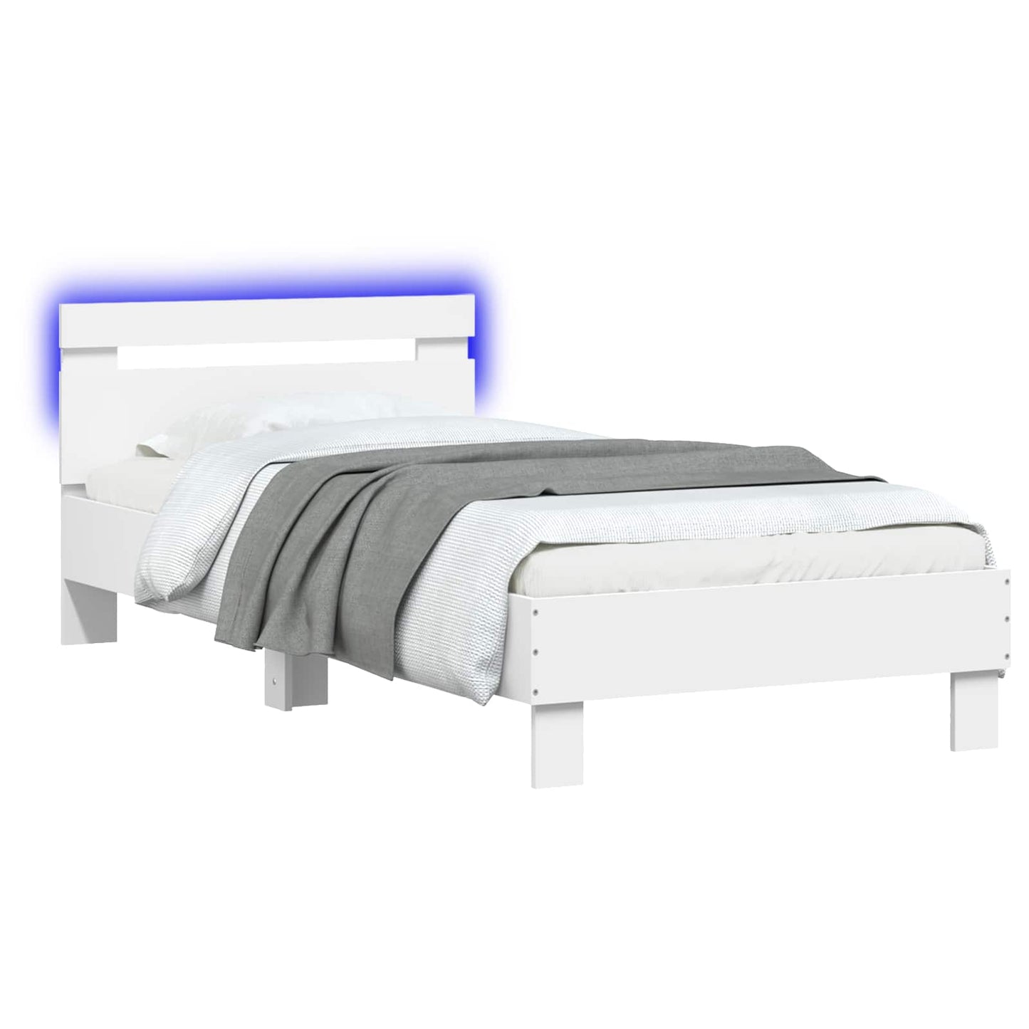 vidaXL Bed Frame with LED White 80 x 200 cm Engineered Wood