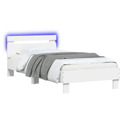 vidaXL Bed Frame with LED White 80 x 200 cm Engineered Wood