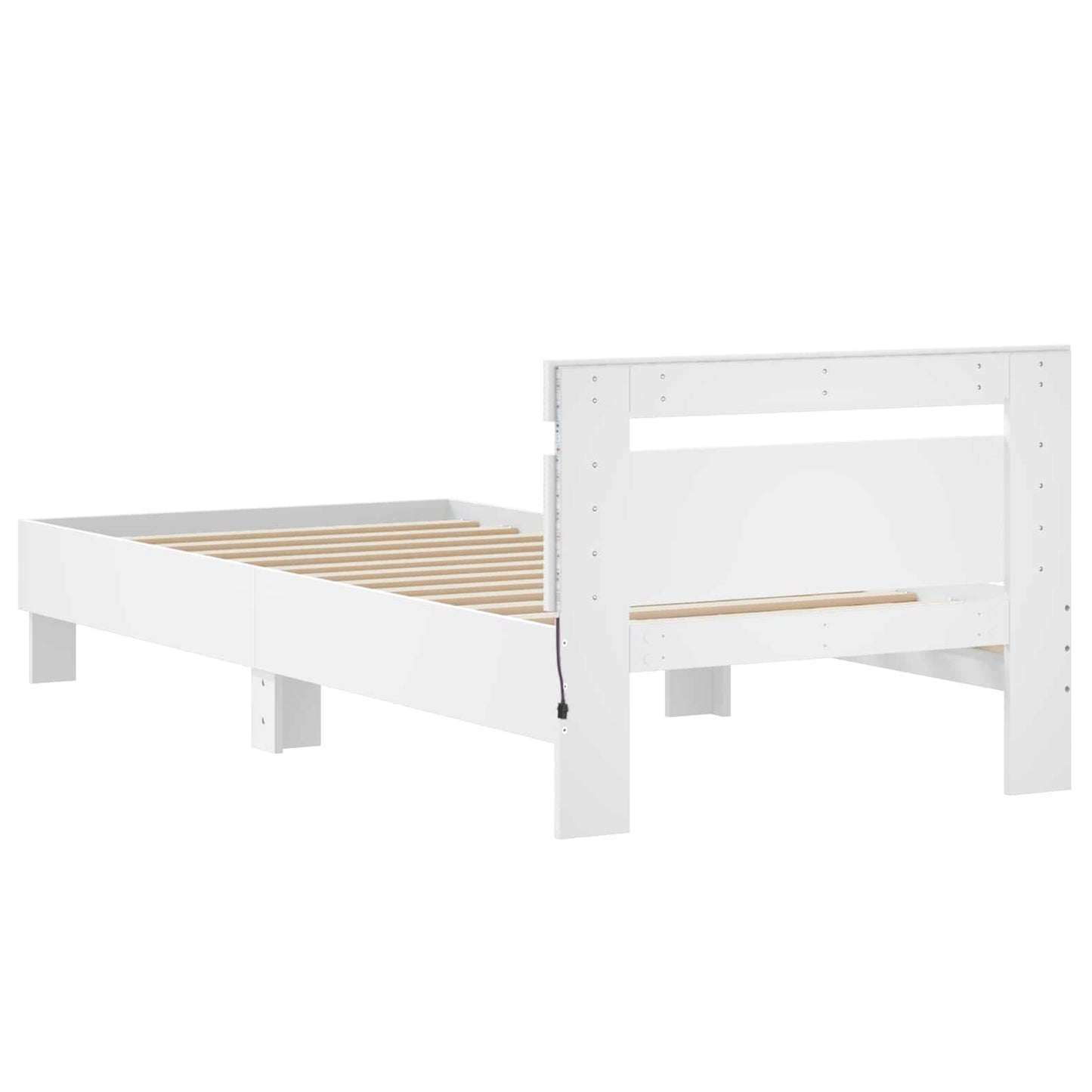 vidaXL Bed Frame with LED White 80 x 200 cm Engineered Wood