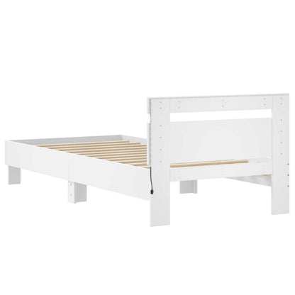 vidaXL Bed Frame with LED White 80 x 200 cm Engineered Wood