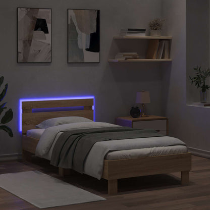 vidaXL Bed Frame with LED Sonoma Oak 80 x 200 cm Engineered Wood