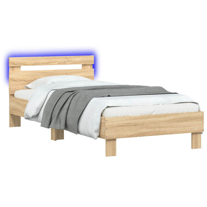vidaXL Bed Frame with LED Sonoma Oak 80 x 200 cm Engineered Wood