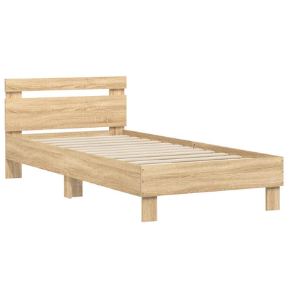 vidaXL Bed Frame with LED Sonoma Oak 80 x 200 cm Engineered Wood