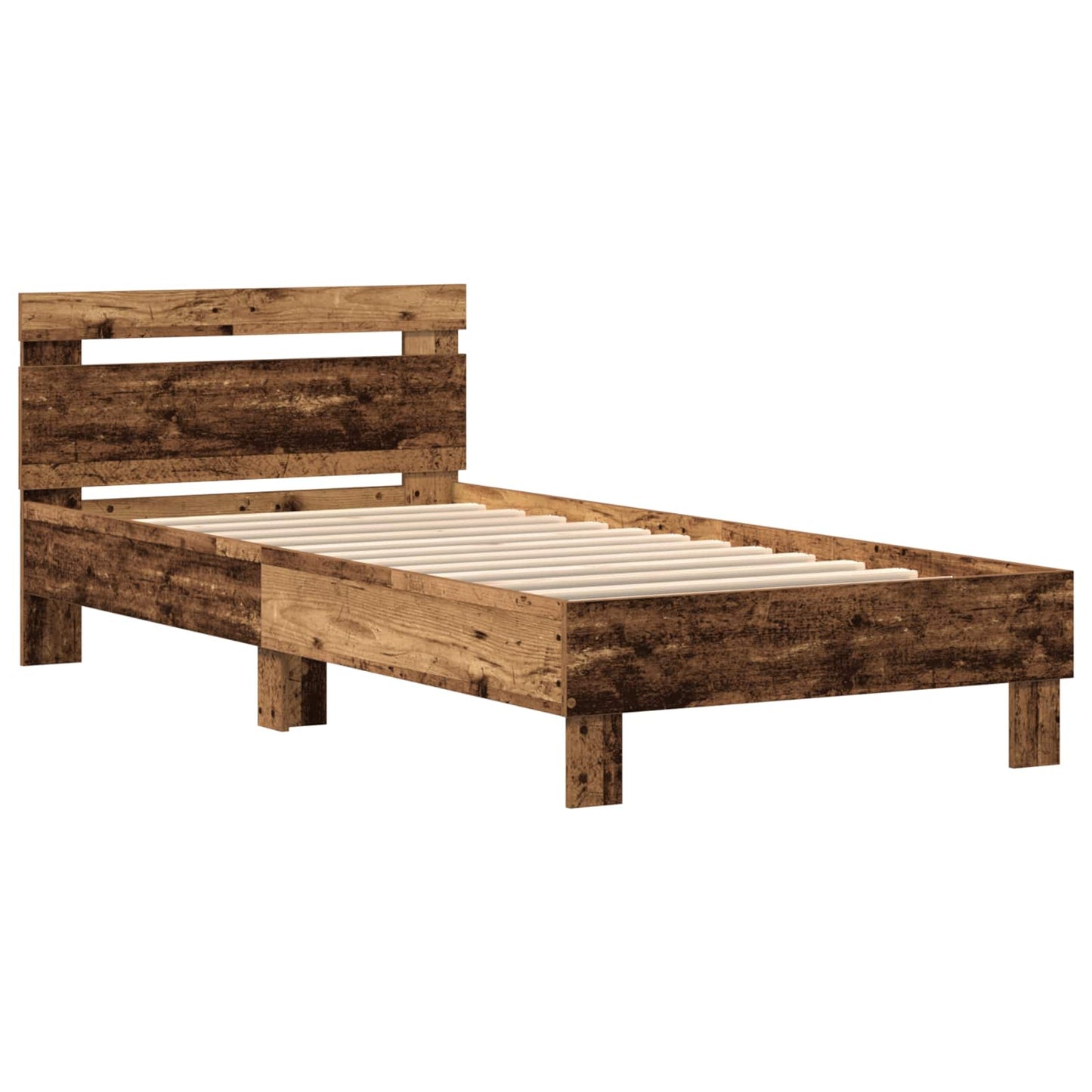 vidaXL Bed Frame with LED Old Wood 80 x 200 cm Engineered Wood
