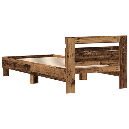 vidaXL Bed Frame with LED Old Wood 80 x 200 cm Engineered Wood