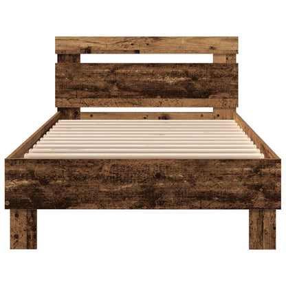 vidaXL Bed Frame with LED Old Wood 80 x 200 cm Engineered Wood