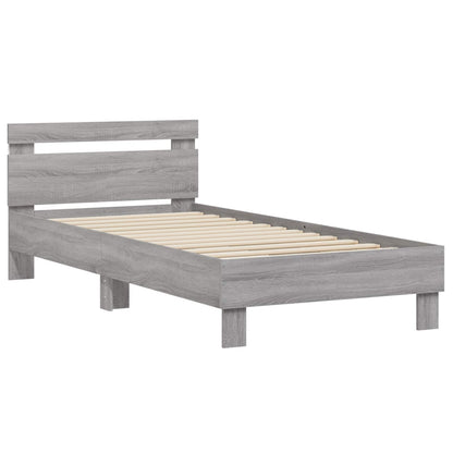 vidaXL Bed Frame with LED Grey Sonoma 80 x 200 cm Engineered Wood