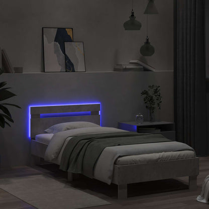 vidaXL Bed Frame with LED Concrete Grey 80 x 200 cm Engineered Wood