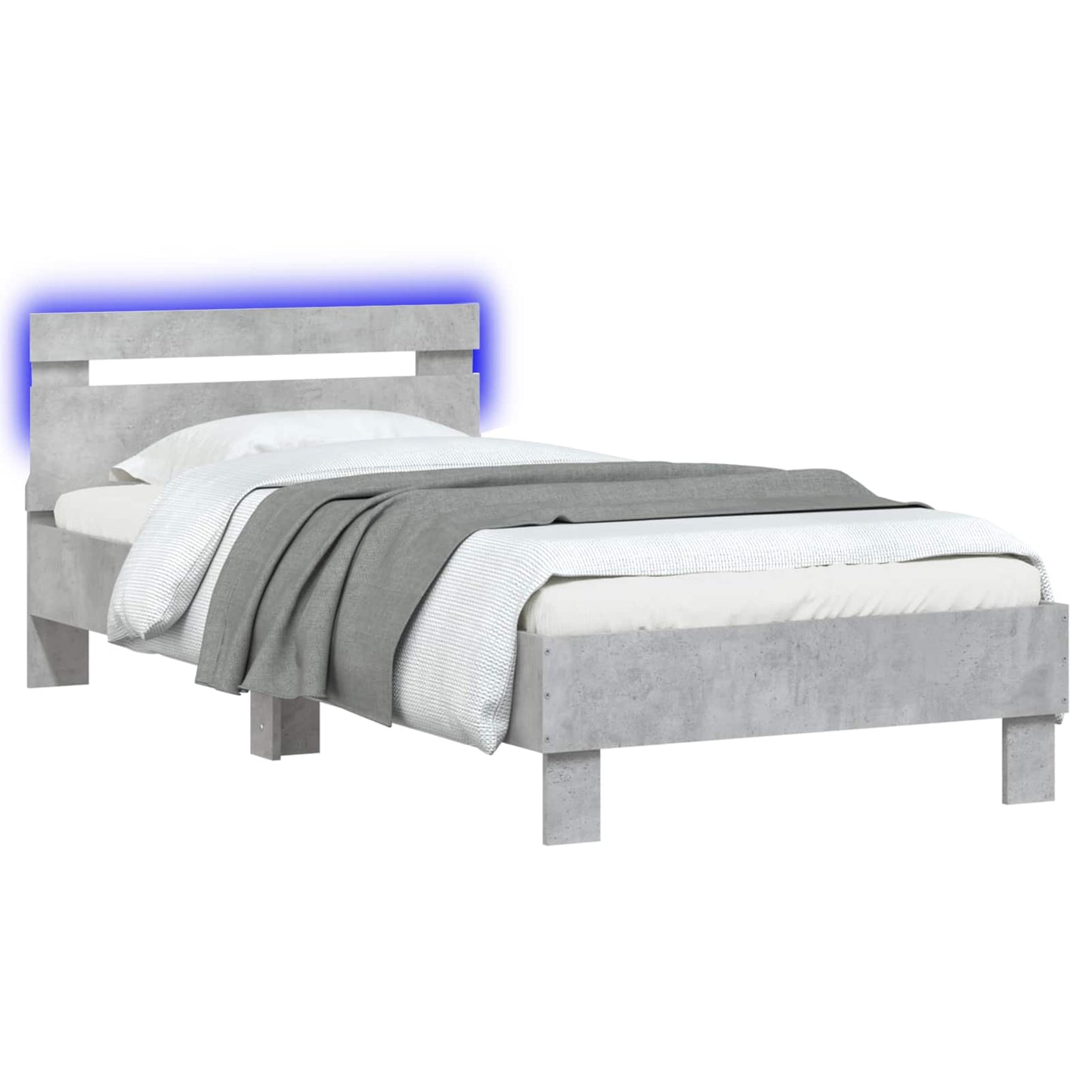 vidaXL Bed Frame with LED Concrete Grey 80 x 200 cm Engineered Wood