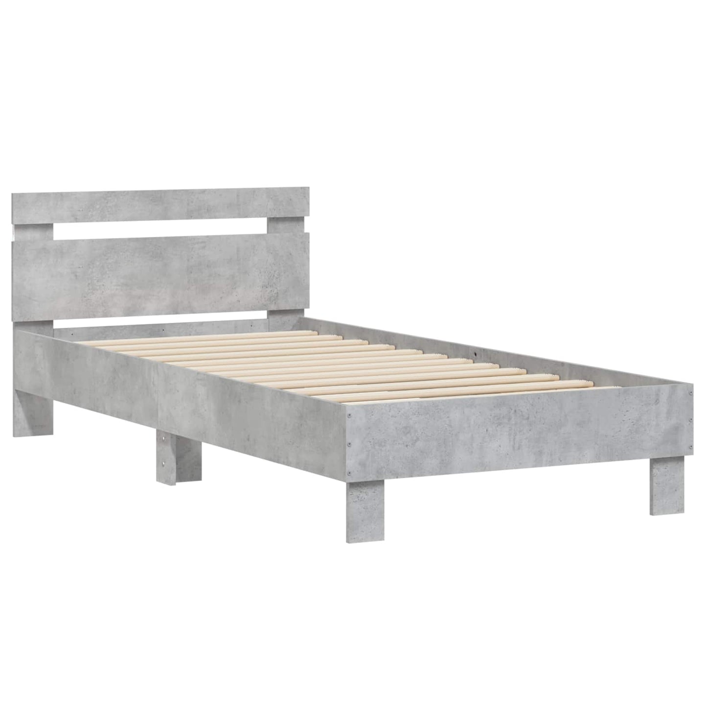 vidaXL Bed Frame with LED Concrete Grey 80 x 200 cm Engineered Wood