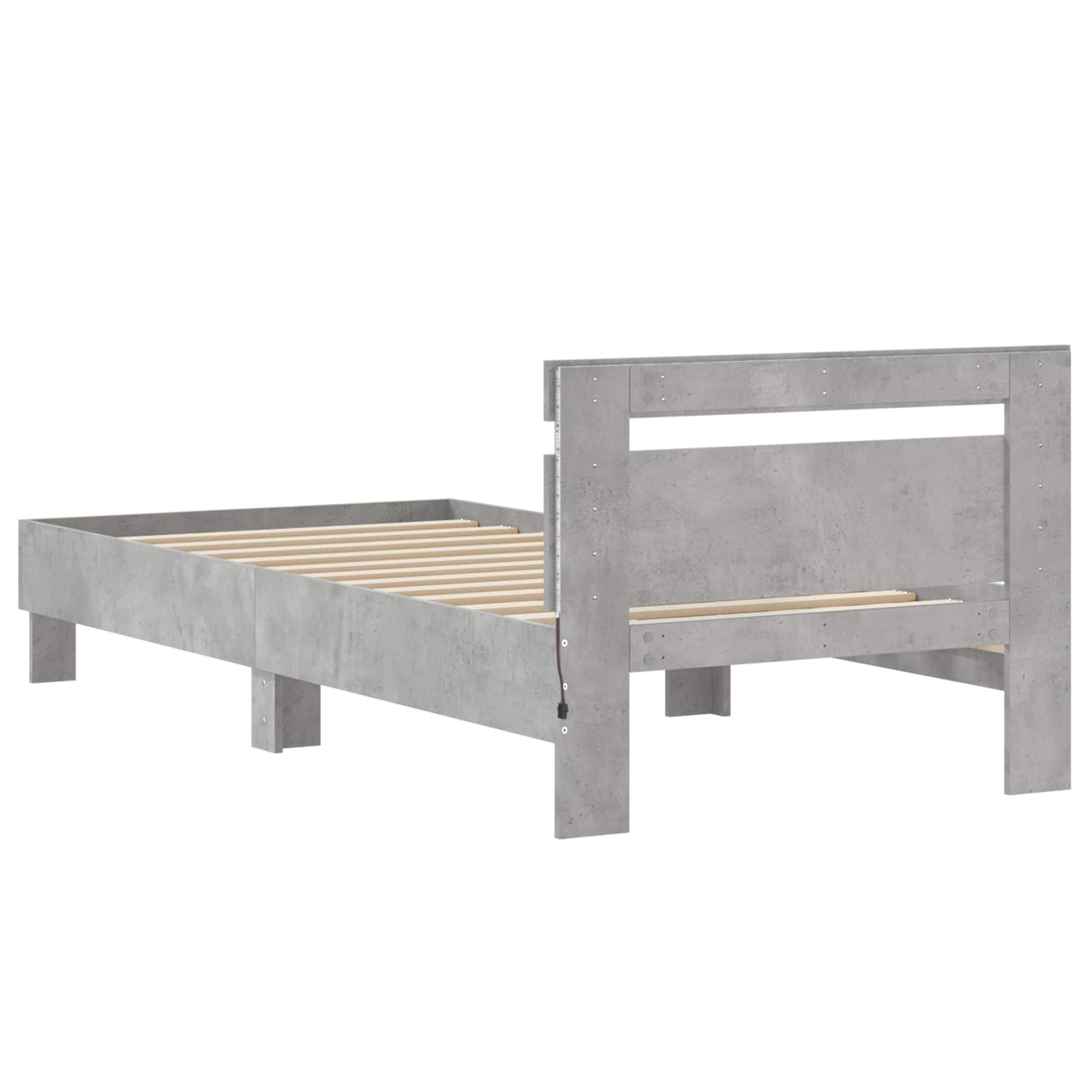 vidaXL Bed Frame with LED Concrete Grey 80 x 200 cm Engineered Wood