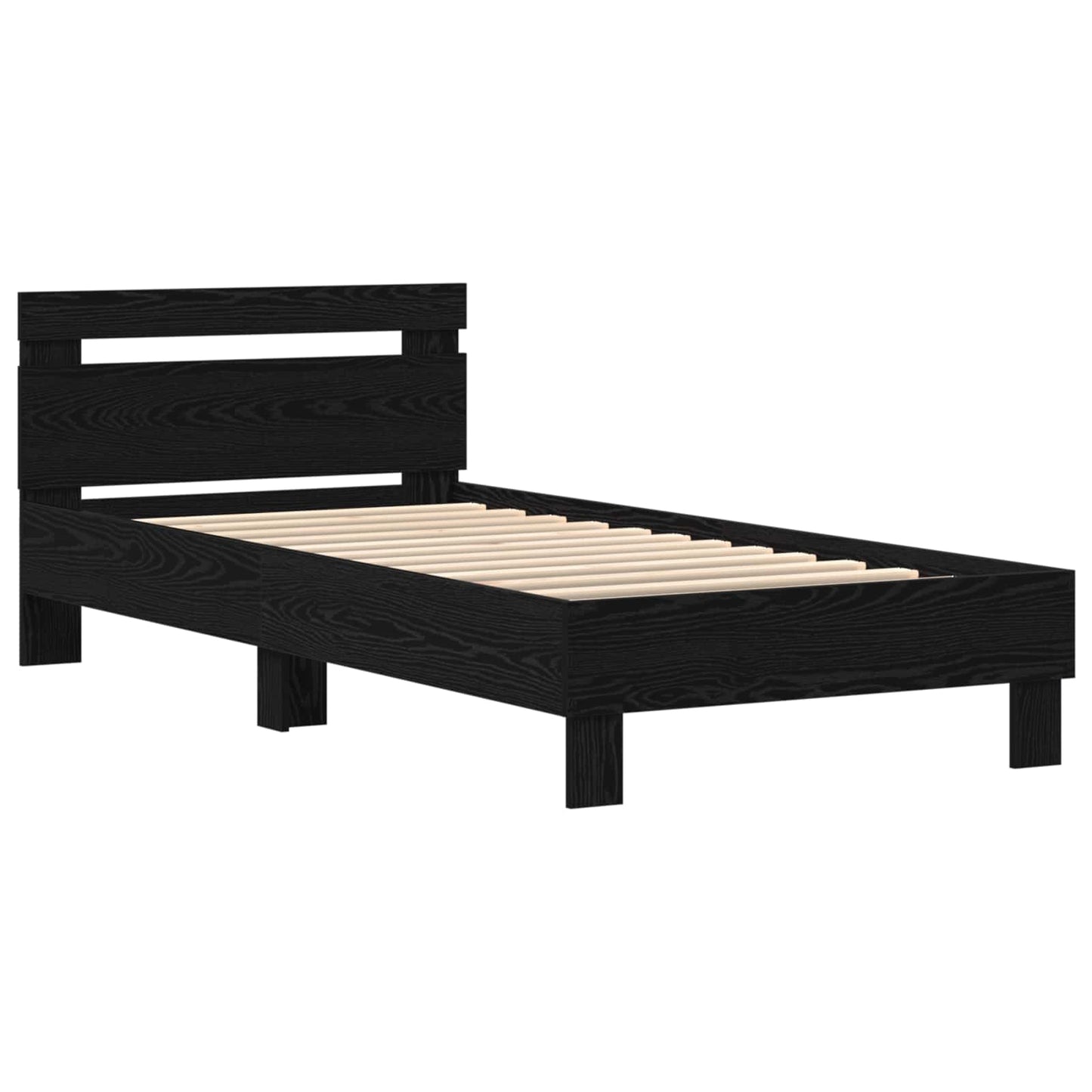 vidaXL Bed Frame with LED Black Oak 80 x 200 cm Engineered Wood