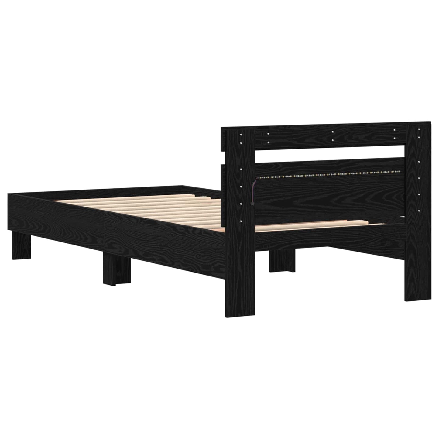 vidaXL Bed Frame with LED Black Oak 80 x 200 cm Engineered Wood