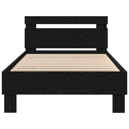 vidaXL Bed Frame with LED Black Oak 80 x 200 cm Engineered Wood
