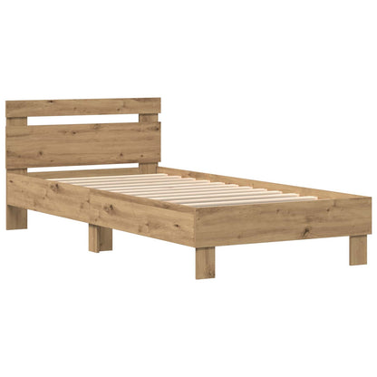 vidaXL Bed Frame with LED Artisian Oak 80 x 200 cm Engineered Wood
