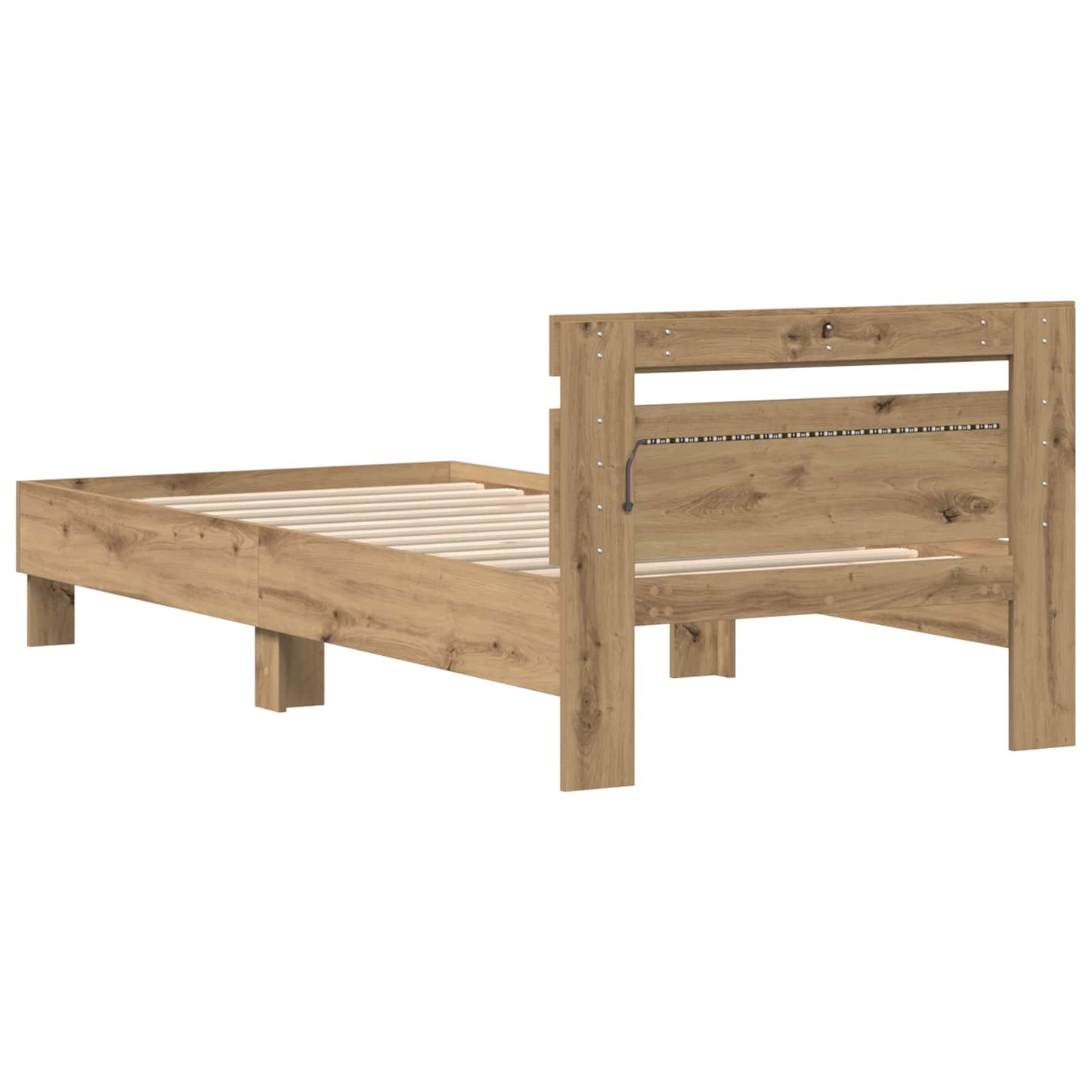 vidaXL Bed Frame with LED Artisian Oak 80 x 200 cm Engineered Wood