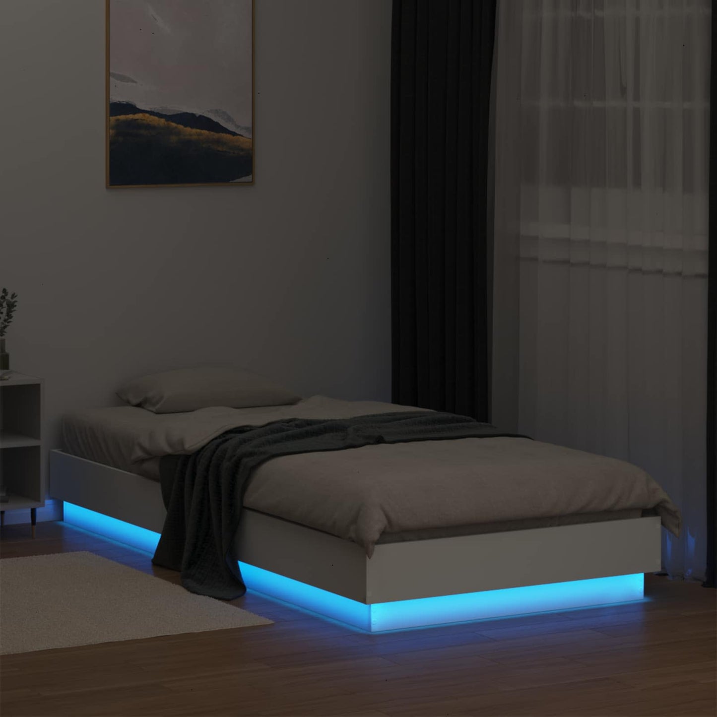 vidaXL Bed Frame with LED White 80 x 200 cm Engineered Wood