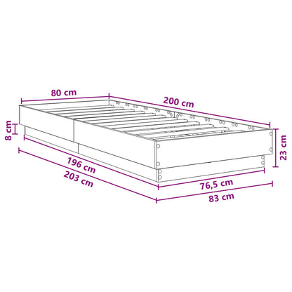 vidaXL Bed Frame with LED Sonoma Oak 80 x 200 cm Engineered Wood
