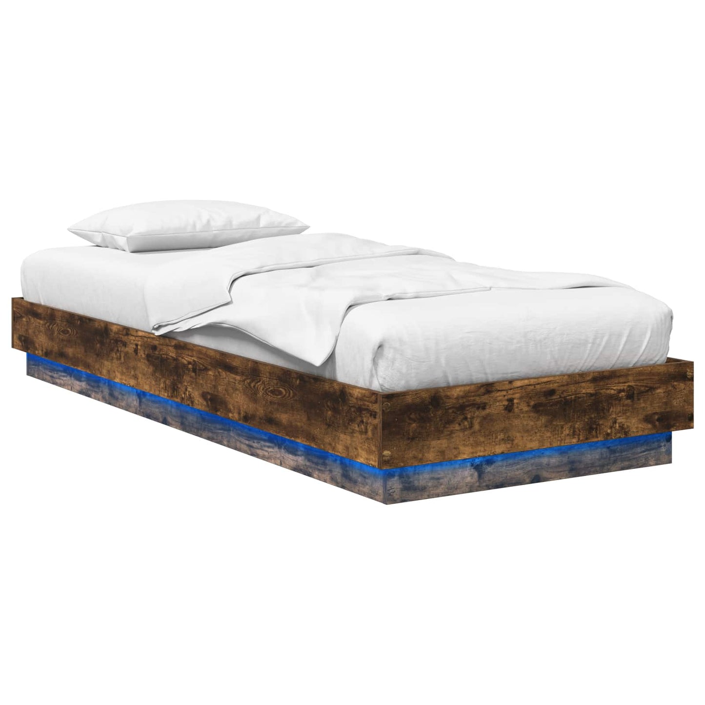 vidaXL Bed Frame with LED Smoked Oak 80 x 200 cm Engineered Wood