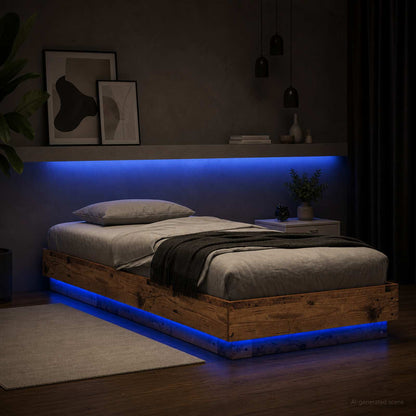 vidaXL Bed Frame with LED Old Wood 80 x 200 cm Engineered Wood