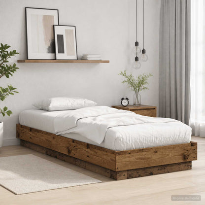 vidaXL Bed Frame with LED Old Wood 80 x 200 cm Engineered Wood