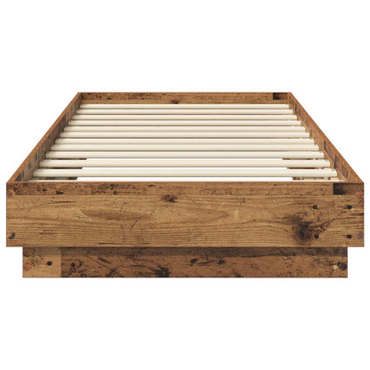 vidaXL Bed Frame with LED Old Wood 80 x 200 cm Engineered Wood