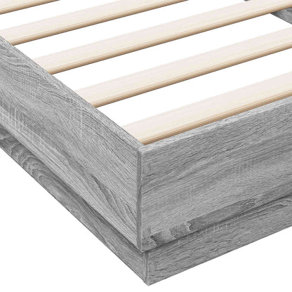 vidaXL Bed Frame with LED Grey Sonoma 80 x 200 cm Engineered Wood